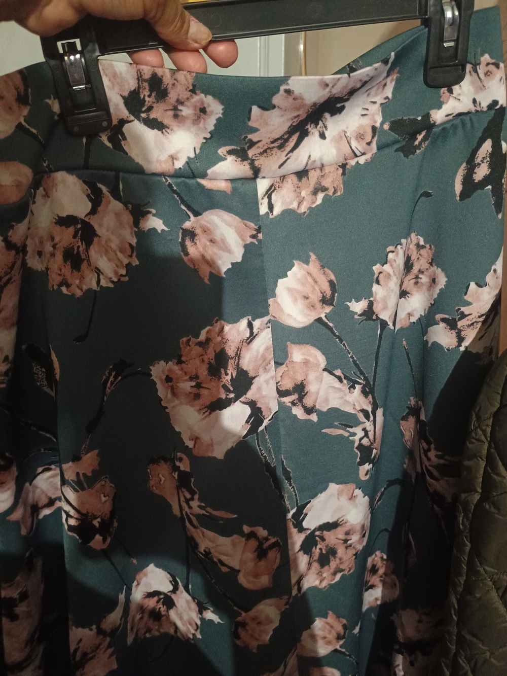 Haute Monde Teal Circle Skirt with Blush Floral Print